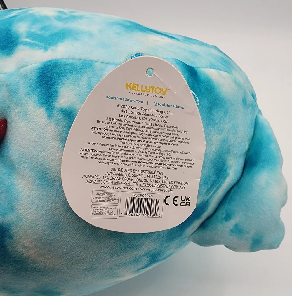 NWT Squishmallows Danika Tie Dye Dolphin 12